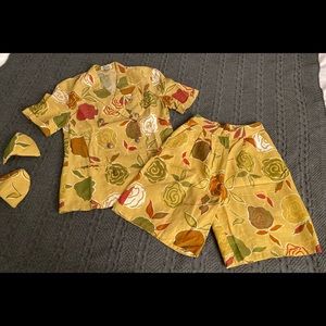 Abstract Tropical Floral Short and Jacket Set